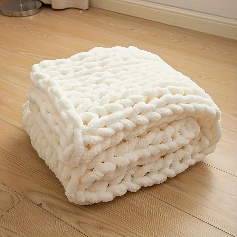 Snugsy™ CloudSoft Chunky Knit Blanket – Warm, Handwoven Chenille Comfort