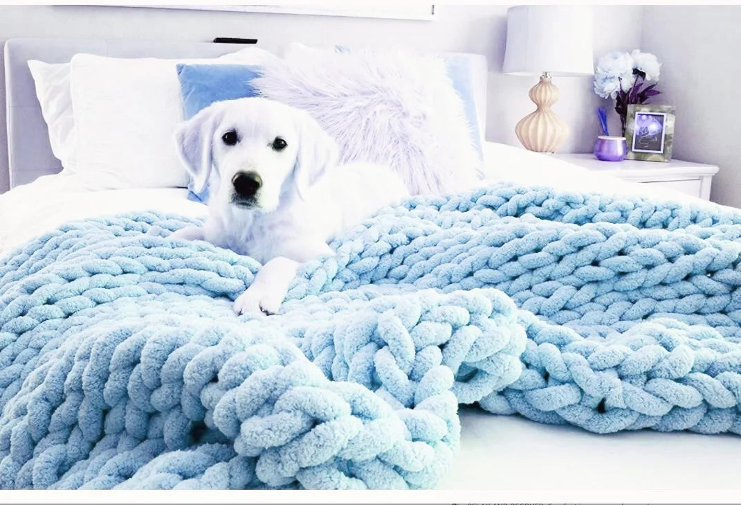 Snugsy™ CloudSoft Chunky Knit Blanket – Warm, Handwoven Chenille Comfort