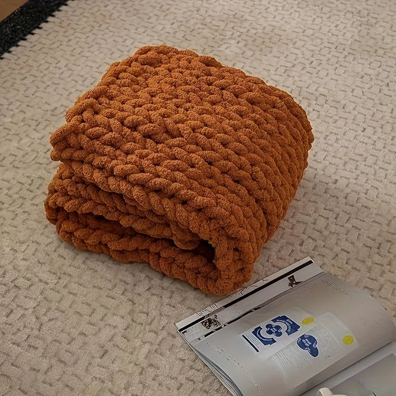Snugsy™ CloudSoft Chunky Knit Blanket – Warm, Handwoven Chenille Comfort
