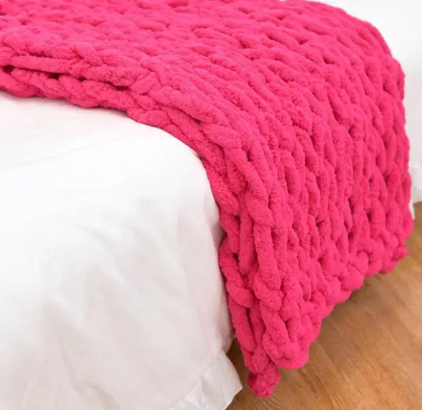 Snugsy™ CloudSoft Chunky Knit Blanket – Warm, Handwoven Chenille Comfort