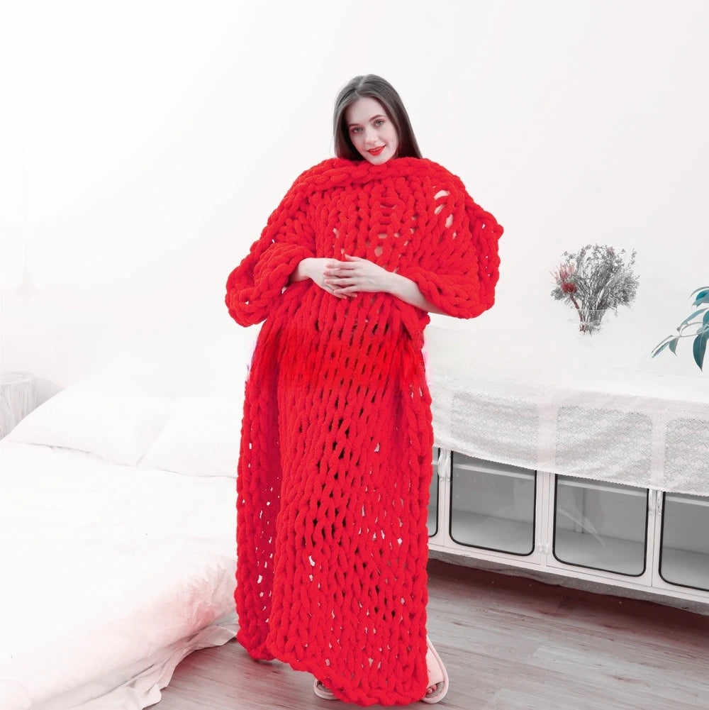Snugsy™ CloudSoft Chunky Knit Blanket – Warm, Handwoven Chenille Comfort