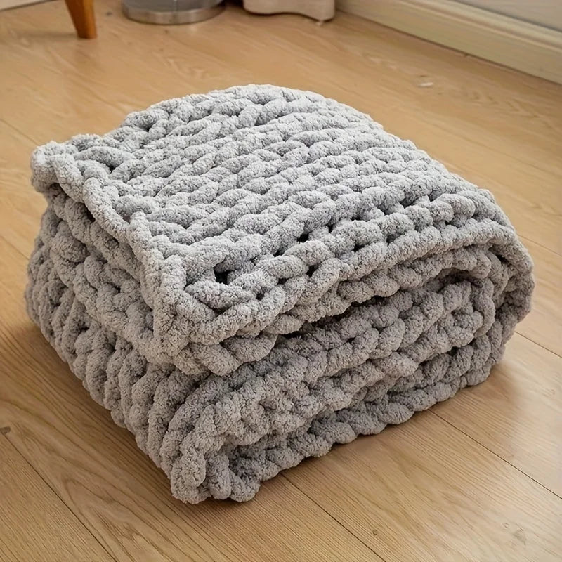 Snugsy™ CloudSoft Chunky Knit Blanket – Warm, Handwoven Chenille Comfort